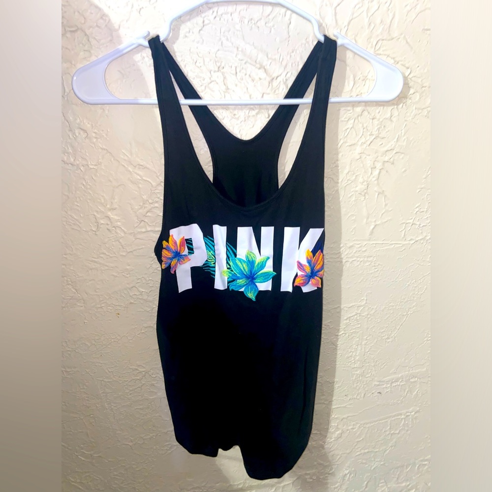 PINK tank top embroidered